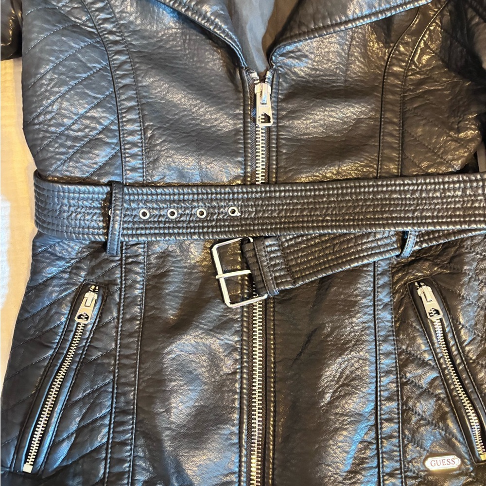 Guess Midnight Black Leather Outerwear - Picture 6 of 16
